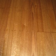 Walnut stain with water-based polyurethane (traffik) on old hardwood.